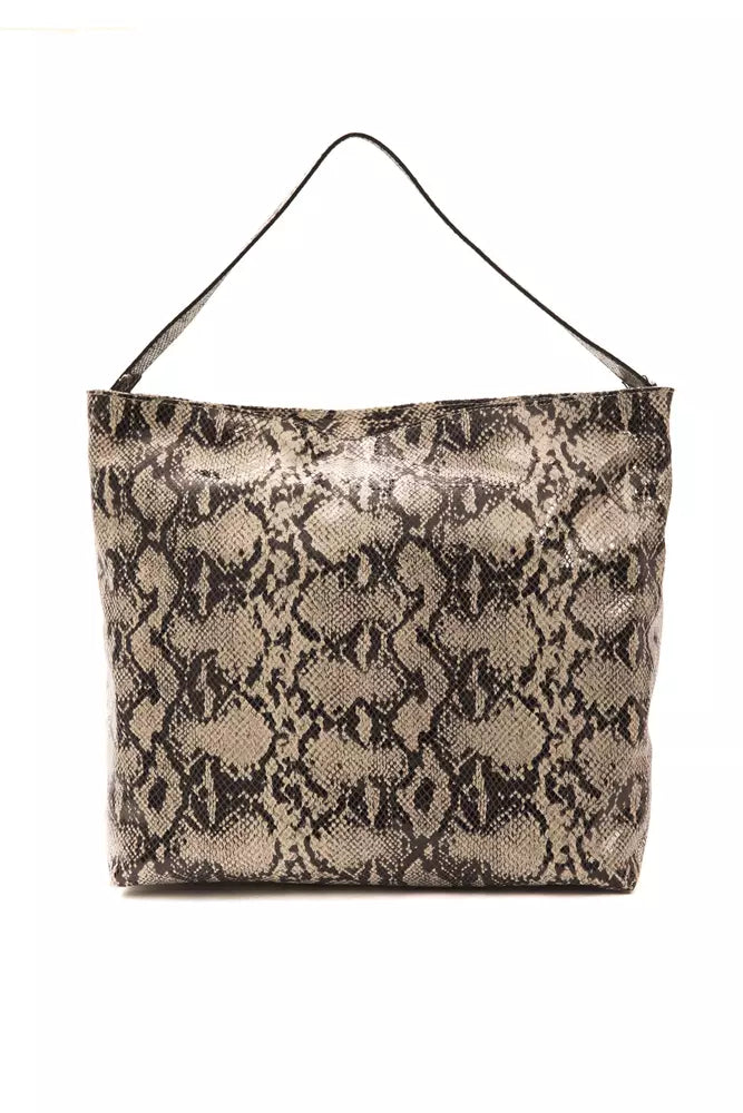 Chic Python Print Leather Shoulder Bag