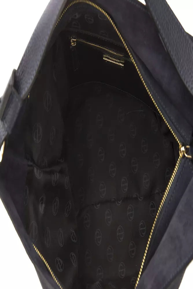 Chic Gray Leather Shoulder Bag with Logo Detailing
