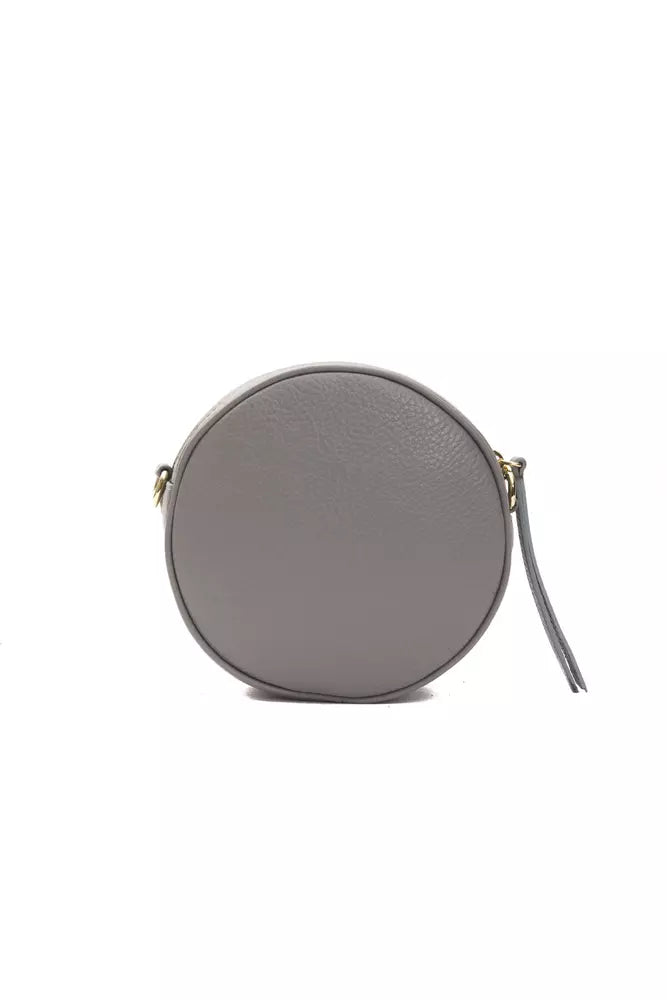 Chic Gray Leather Oval Crossbody Bag