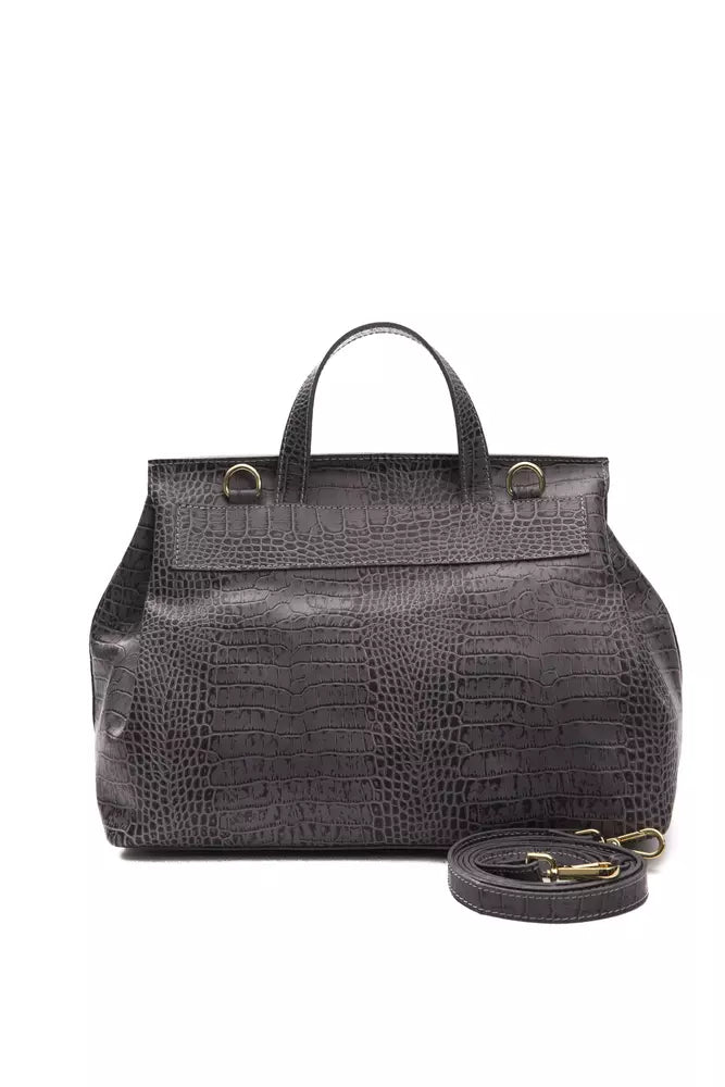 Convertible Croc-Print Leather Handbag