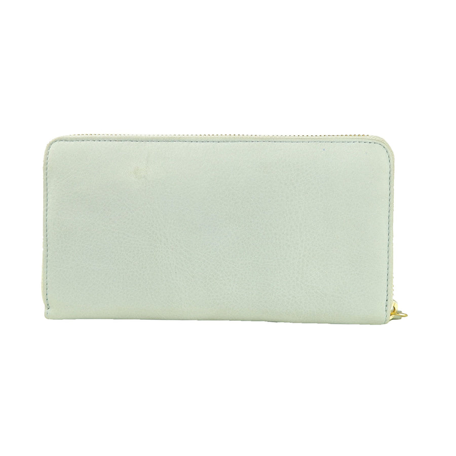 Elegant Grey Calfskin Leather Purse