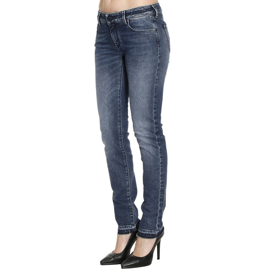 Chic Slim Fit Cotton Jeans with Artisanal Flair