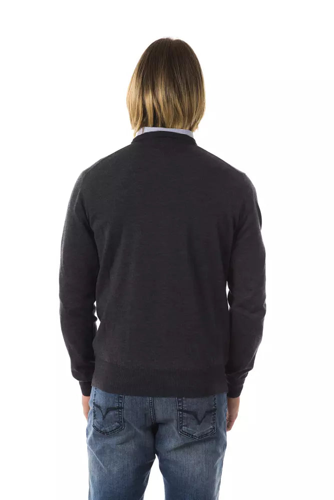 Embroidered Crew Neck Merino Wool Sweater