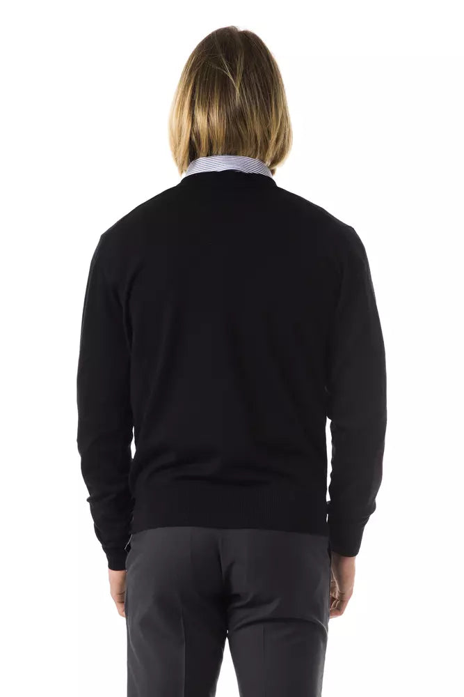 Embroidered V-Neck Merino Wool Sweater