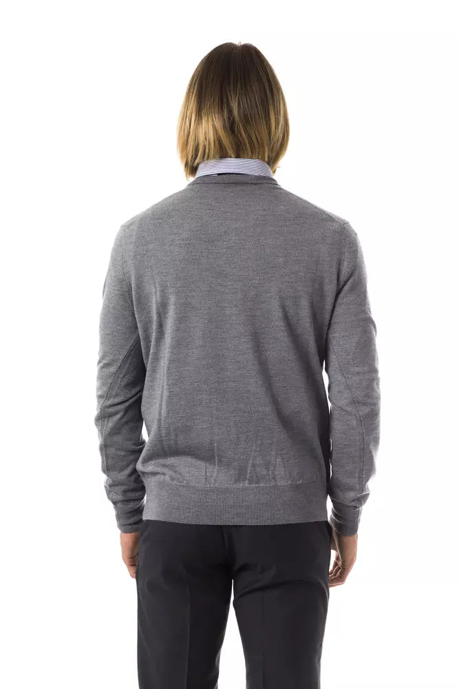 Embroidered V-Neck Extrafine Merino Wool Sweater