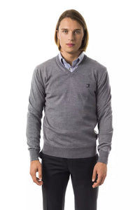 Thumbnail for Embroidered V-Neck Extrafine Merino Wool Sweater