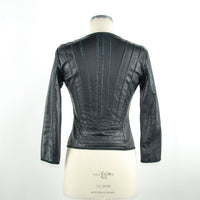 Thumbnail for Elegant Blue Leather Jacket - Slim Fit Chic