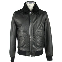 Thumbnail for Sleek Black Leather Zip Jacket
