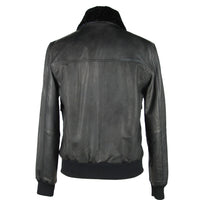 Thumbnail for Sleek Black Leather Zip Jacket