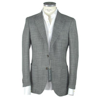 Thumbnail for Elegant Gray Slim Wool-Linen Blend Blazer