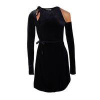 Thumbnail for Velvet Cut-Out Asymmetric Black Dress