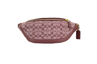 Thumbnail for Warren Wine Chambray Signature Canvas Pebbled Leather Belt Bag