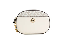 Thumbnail for Jet Set Glam Light Cream Leather Oval Crossbody Bag Purse